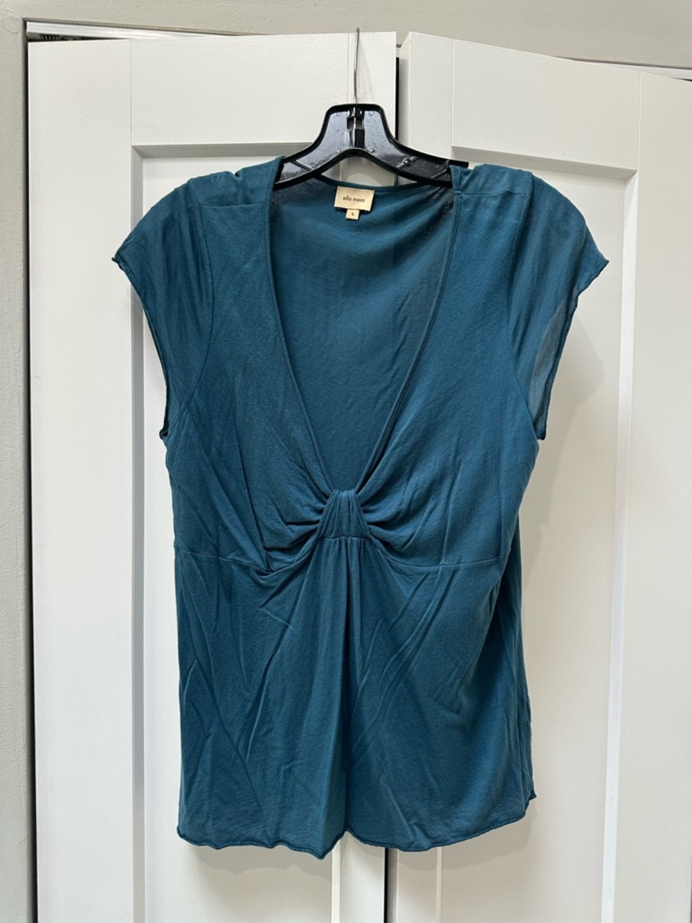 Ella Moss Blue Twist-Front Cap Sleeve Blouse